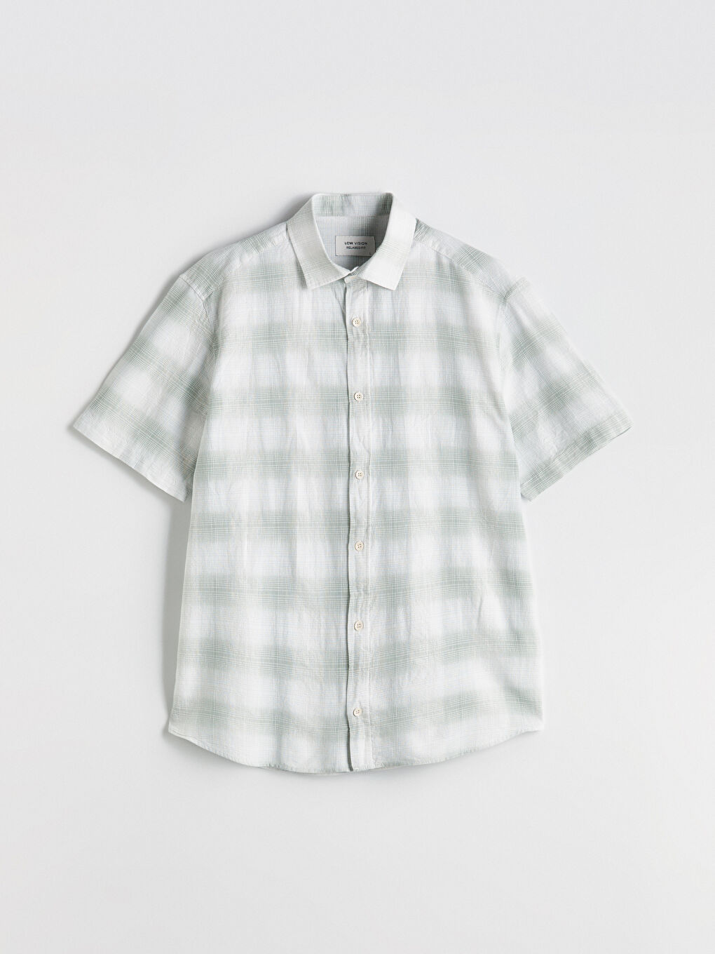 Regular Fit Short Sleeve Plaid Poplin Men's Shirt -S5N852Z8-LME