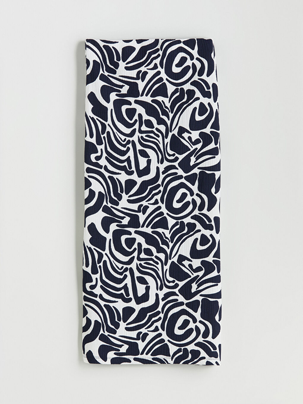 Lacivert Beli Lastikli Desenli Büzgülü Etek-6