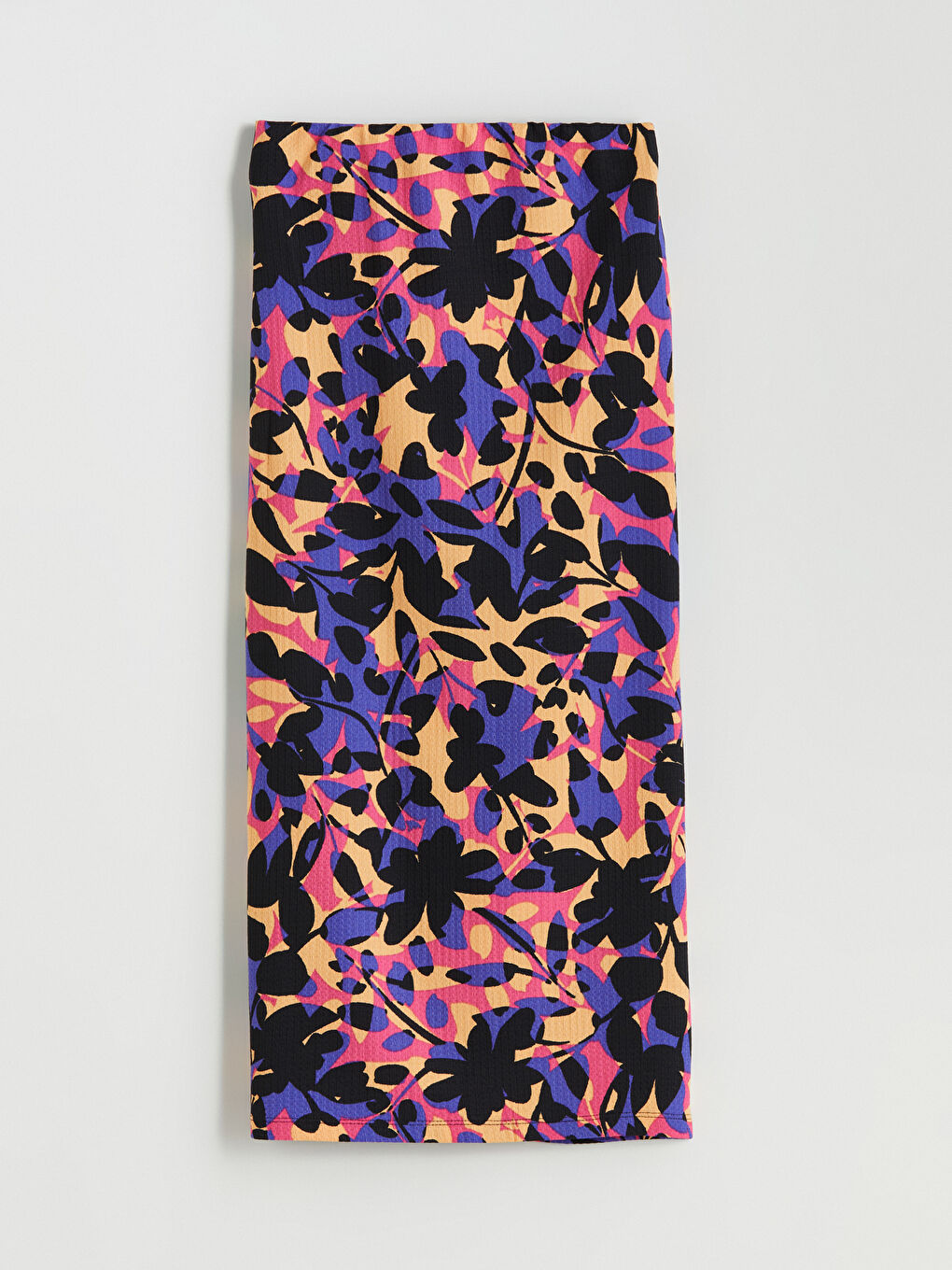 Turuncu Beli Lastikli Çiçekli Büzgülü Etek-6