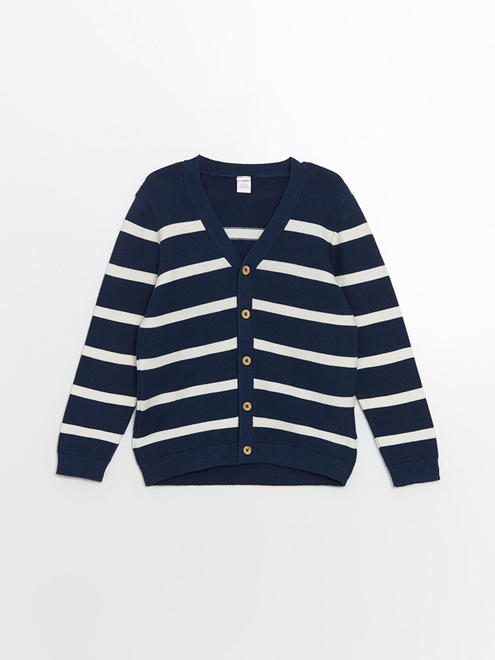 Lacivert V Yaka Çizgili Erkek Çocuk Triko Hırka