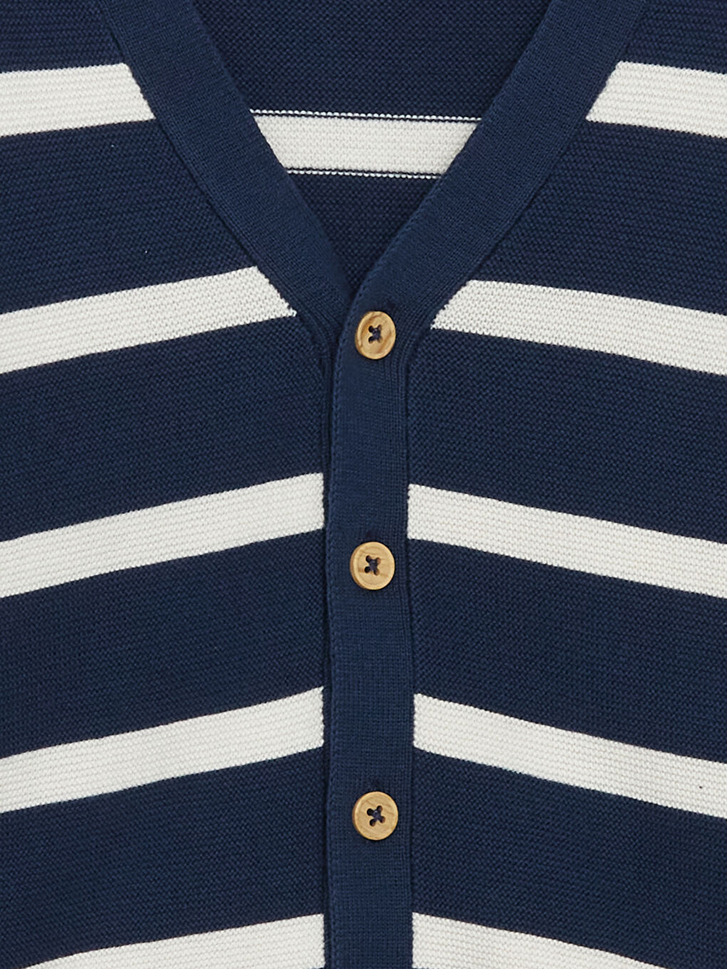 Lacivert V Yaka Çizgili Erkek Çocuk Triko Hırka-1