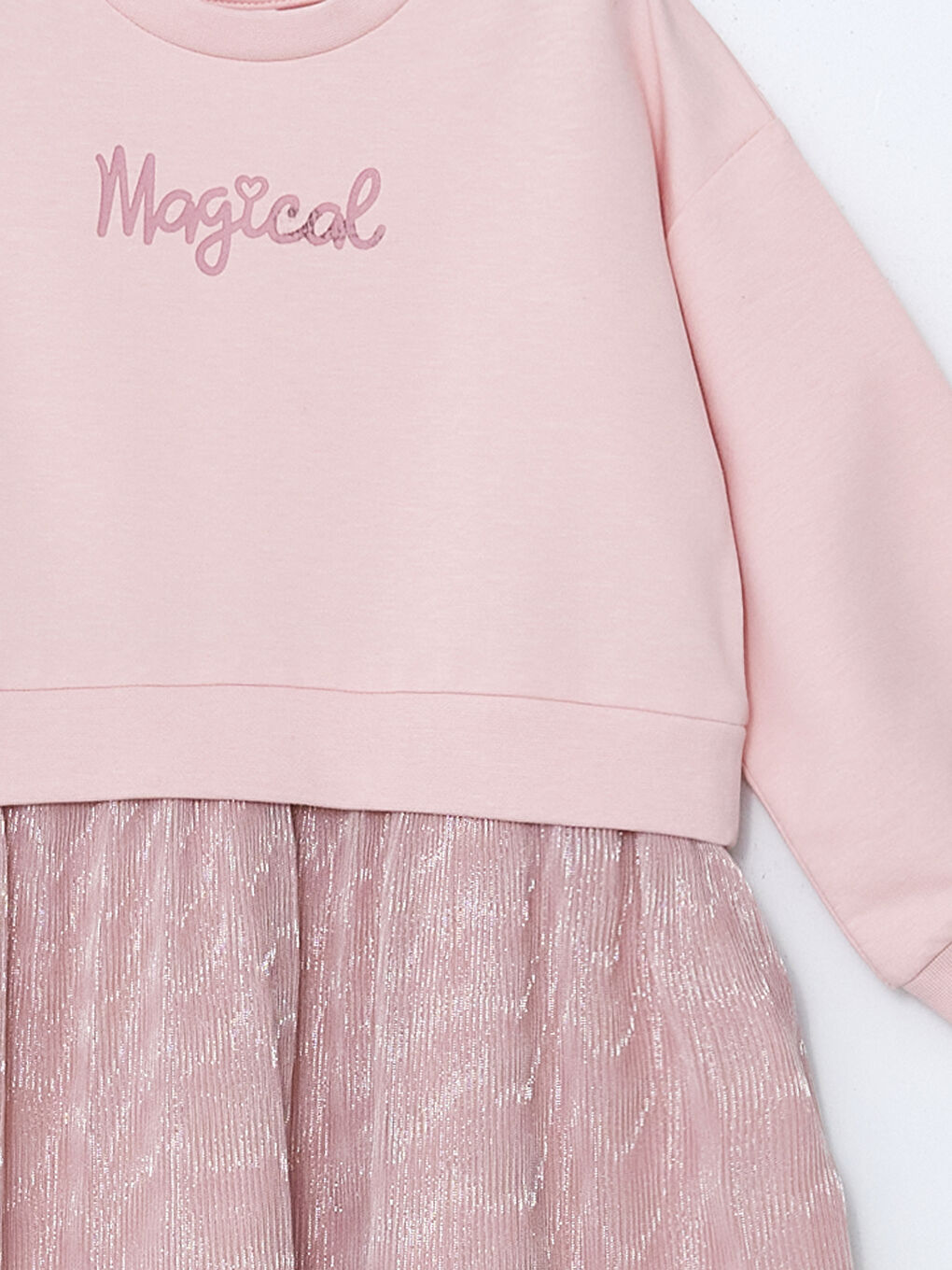 Pembe Bisiklet Yaka Kız Çocuk 3 İplik Elbise-2