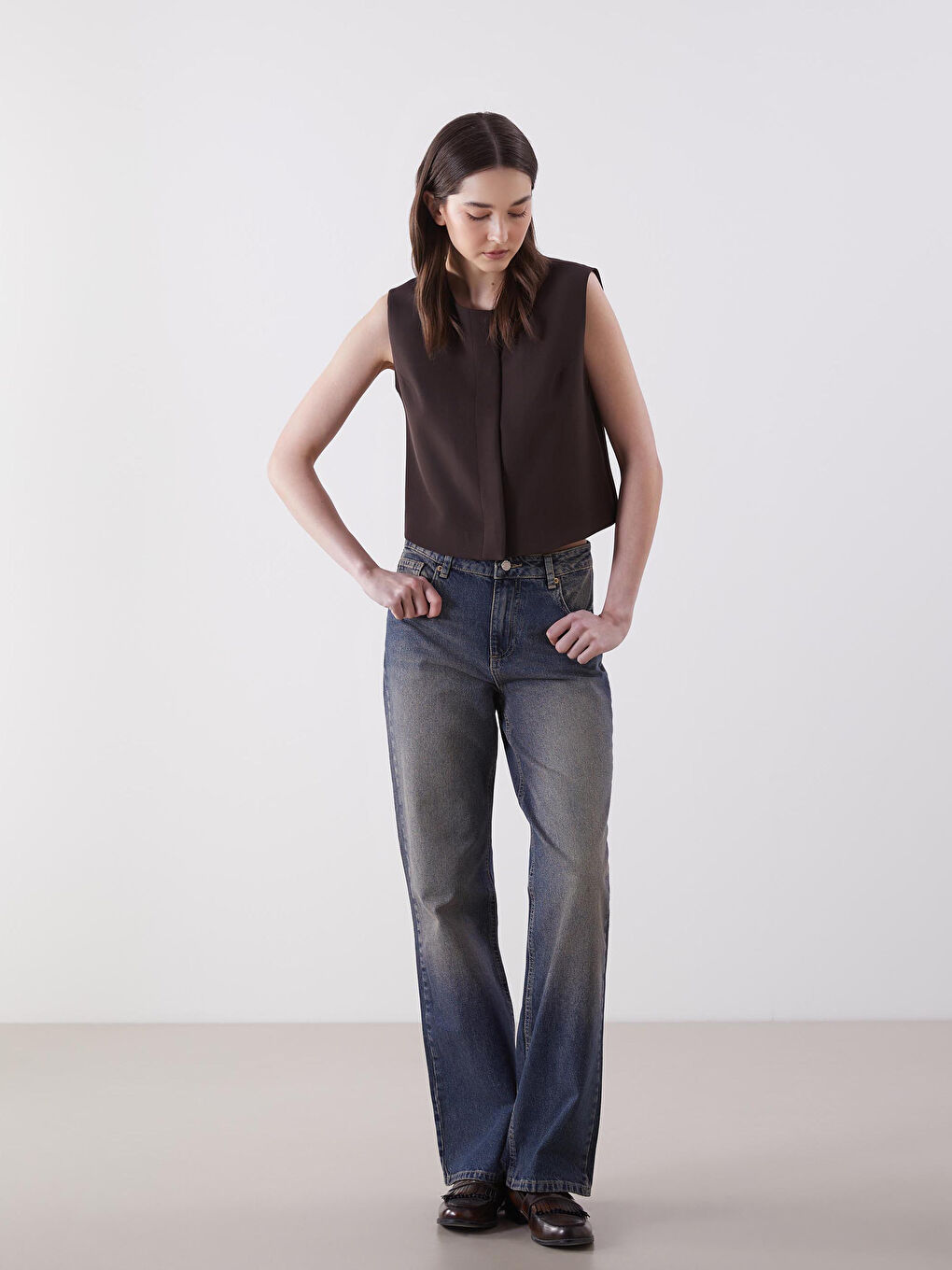 Straight Fit Women's Denim Trousers -S5N870Z8-507