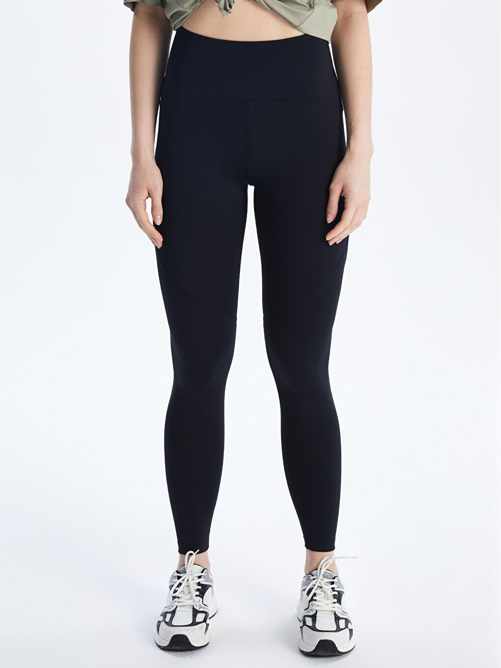 Siyah Beli Lastikli Kadın Spor Tayt-1