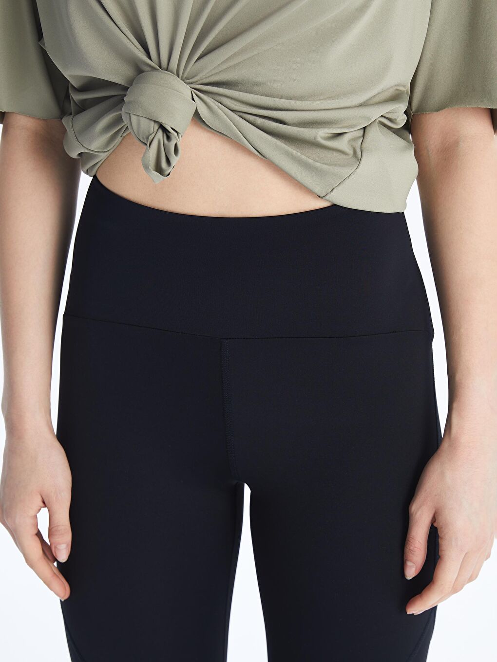 Siyah Beli Lastikli Kadın Spor Tayt-2