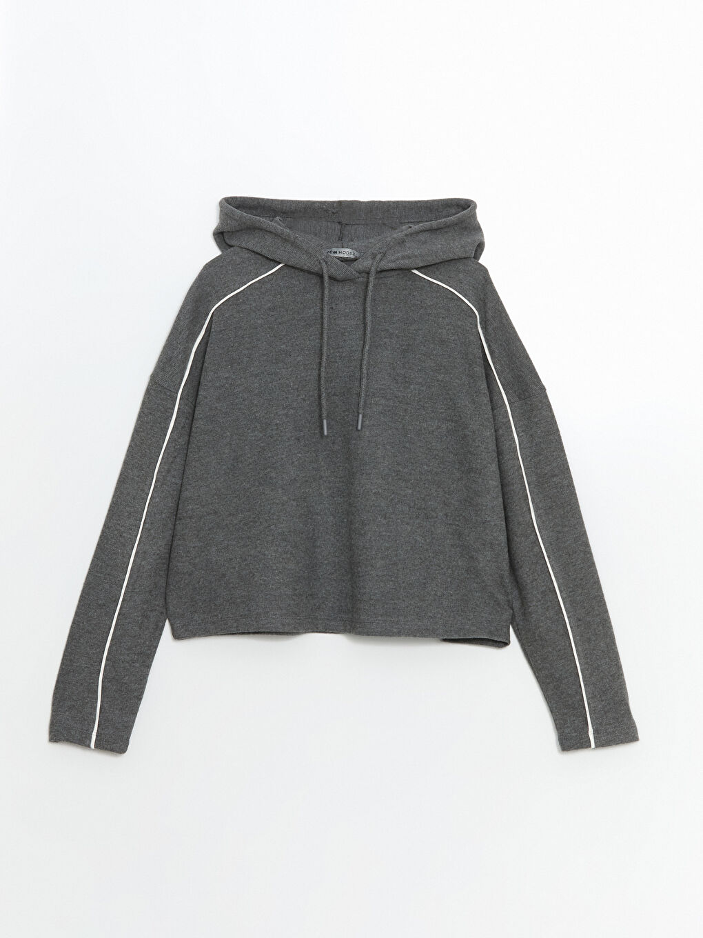 Gri Kapüşonlu Oversize Kadın Sweatshirt Tunik-4