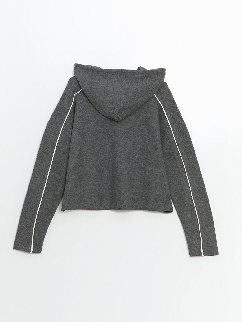 Gri Kapüşonlu Oversize Kadın Sweatshirt Tunik-5