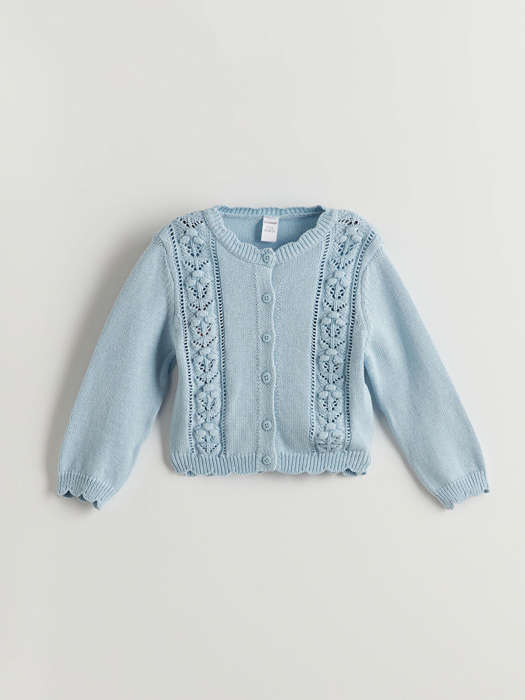 Mavi Bisiklet Yaka Pamuklu Kız Çocuk Hırka