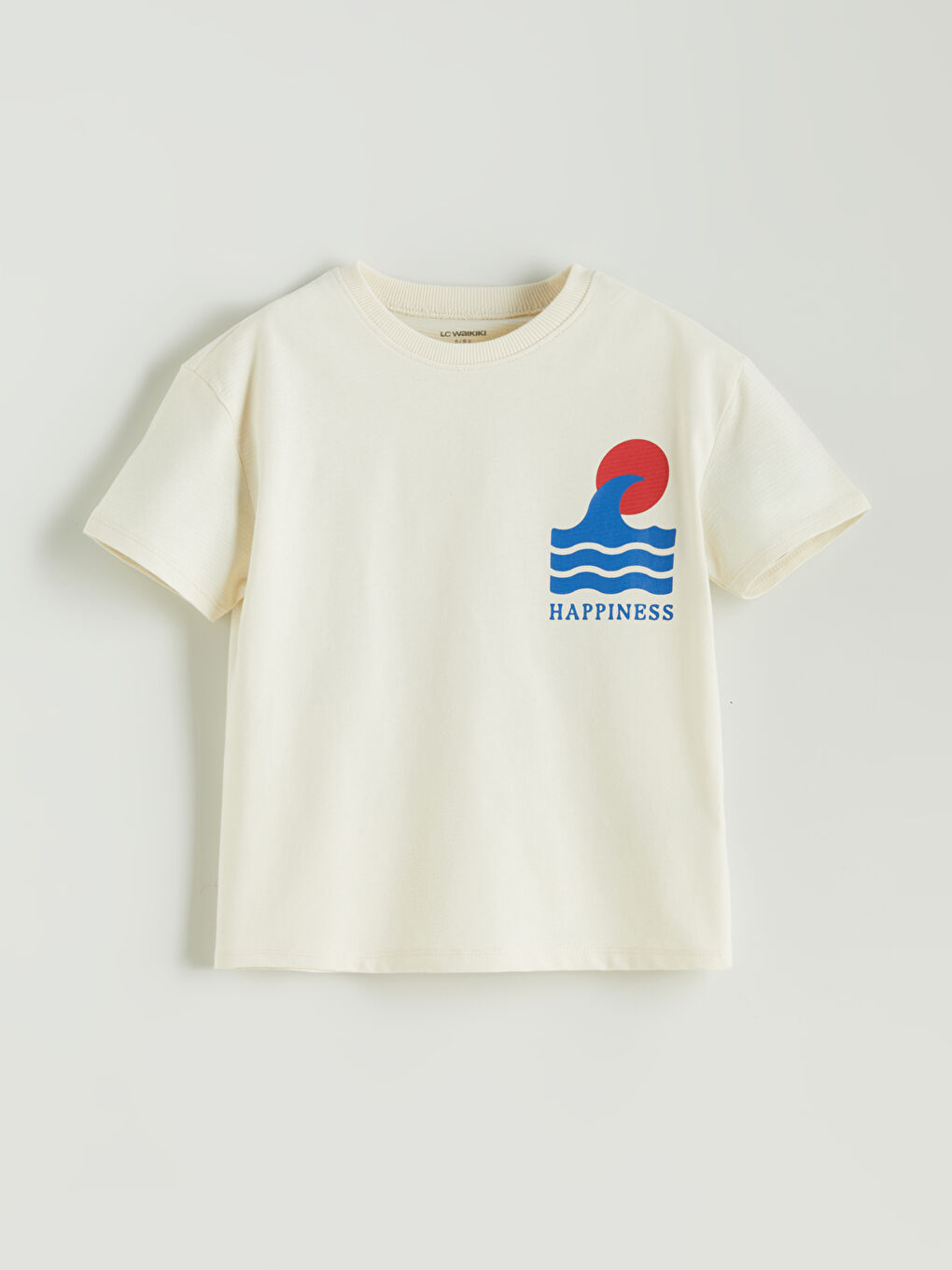 Bej Bisiklet Yaka Baskılı Erkek Çocuk Tişört-2