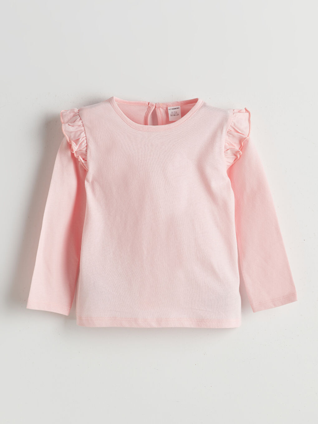 Pembe Basic Arkadan Düğmeli Kız Çocuk Tişört