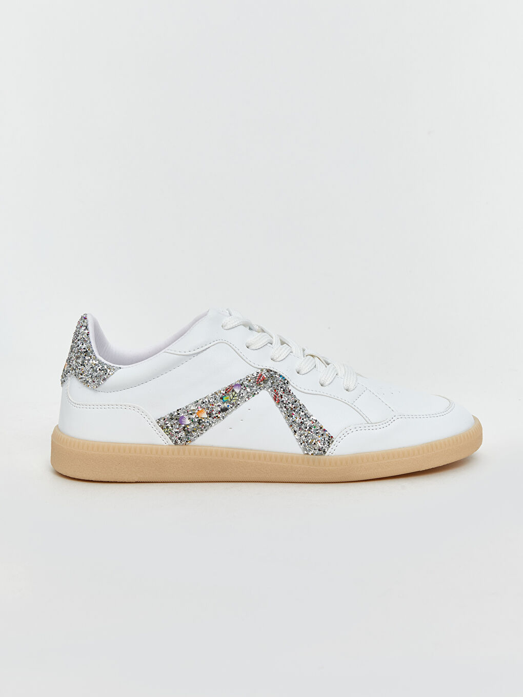 Beyaz Deri Görünümlü Kadın Spor Ayakkabı-1