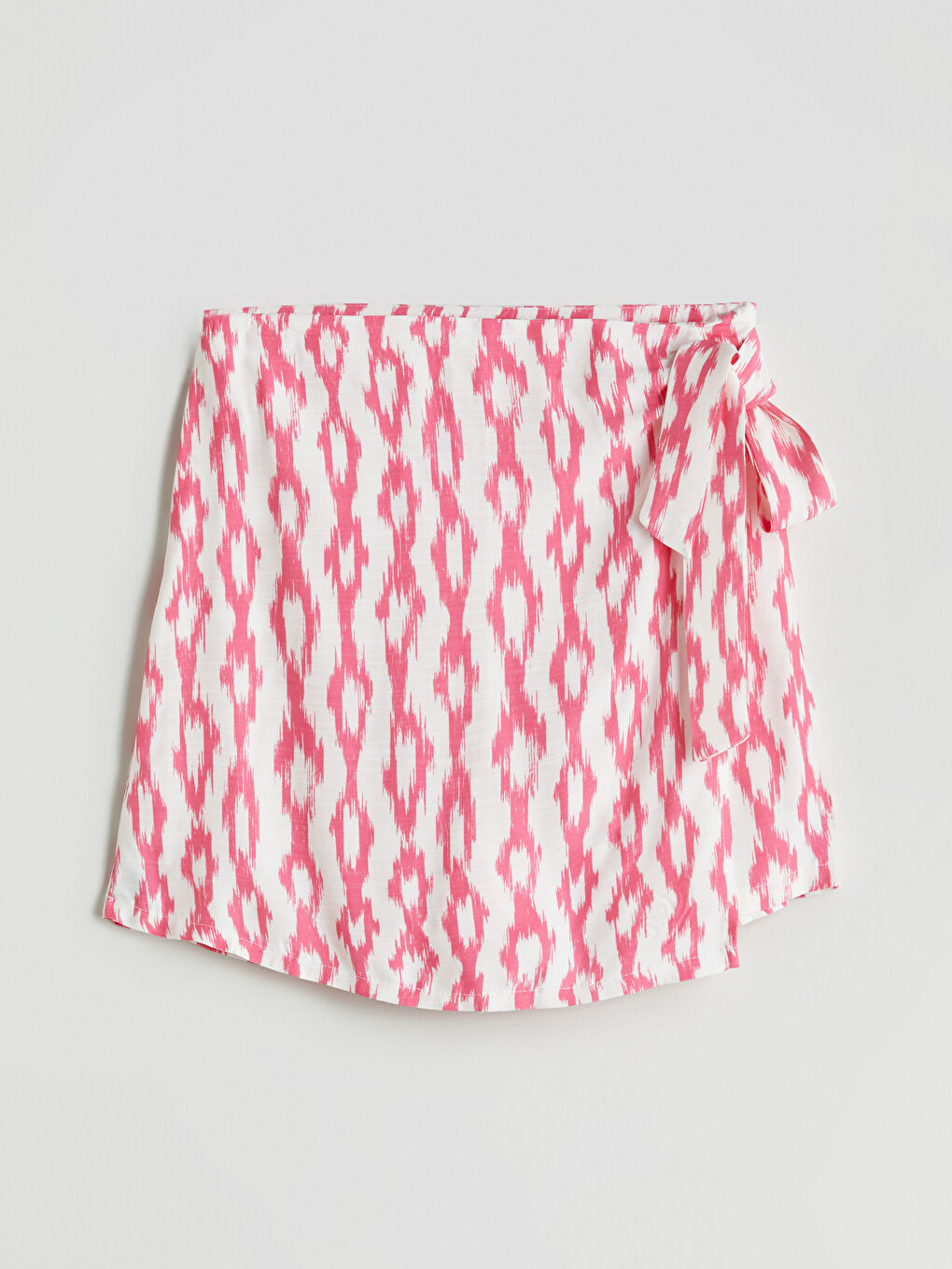 Pembe Beli Fermuarlı Desenli Kadın Şort Etek-5