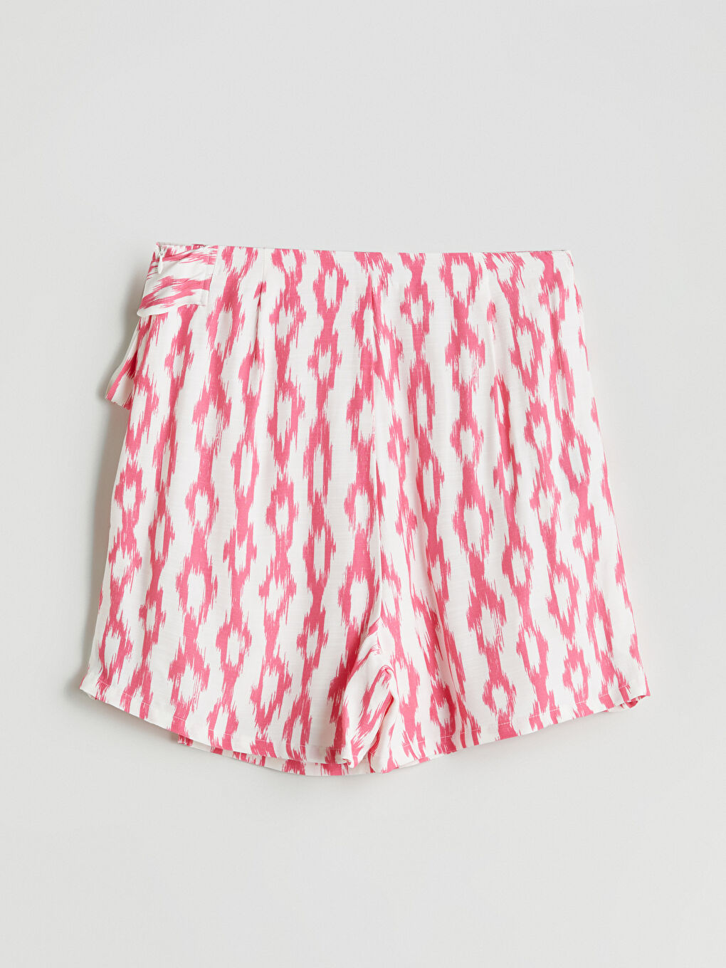 Pembe Beli Fermuarlı Desenli Kadın Şort Etek-6