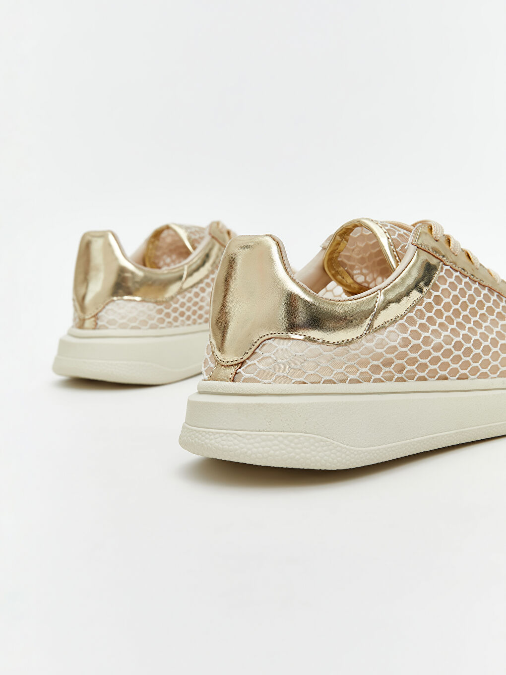 Bej Bağcıklı Kadın Spor Ayakkabı-4