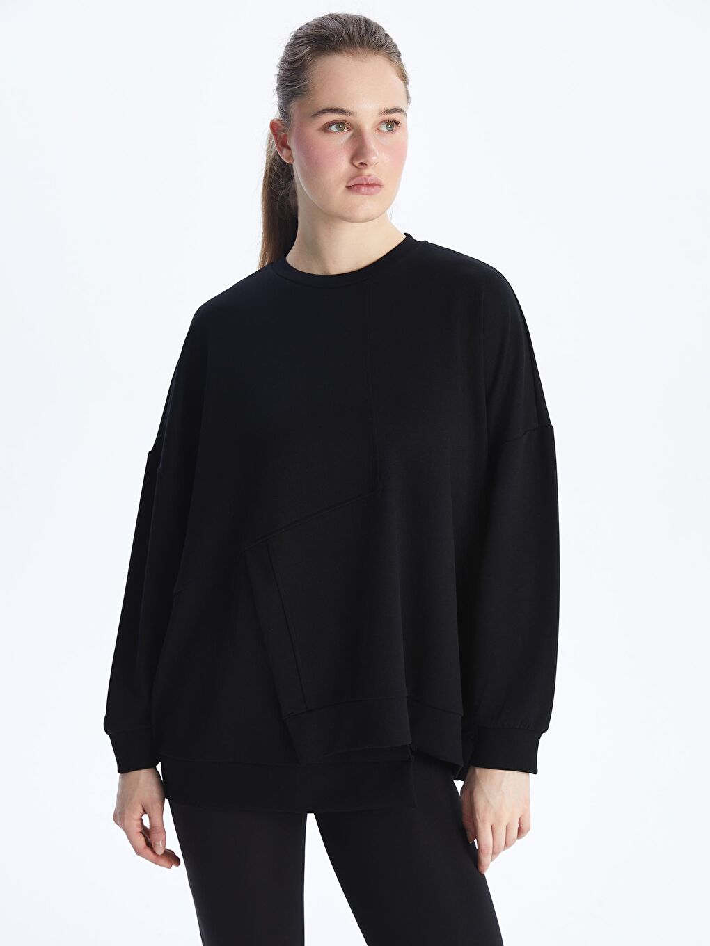 KOOR SPORT Siyah Bisiklet Yaka Kadın Sweatshirt - S5N975Z8-CVL | LCW