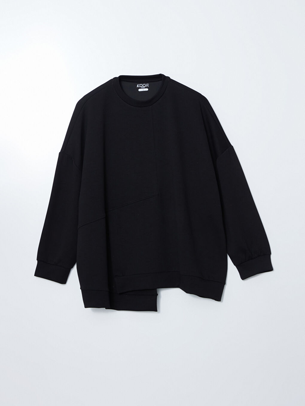 Siyah Bisiklet Yaka Kadın Sweatshirt-4