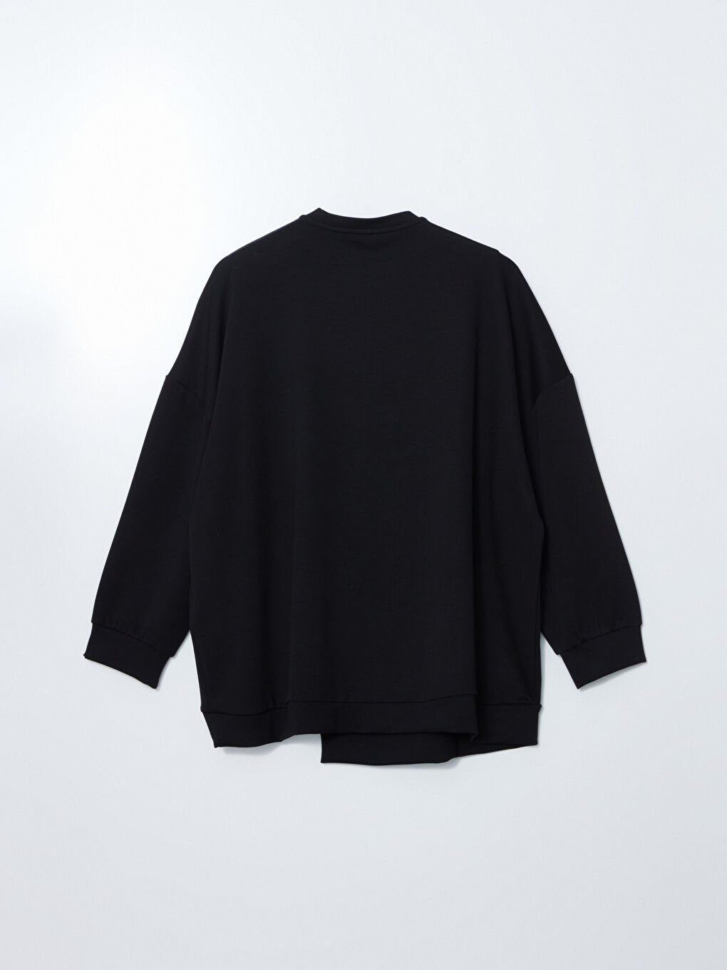 Siyah Bisiklet Yaka Kadın Sweatshirt-5