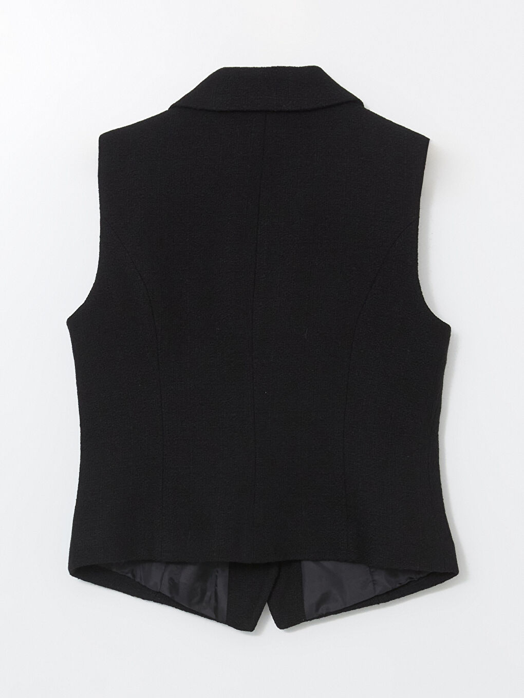 Siyah Gömlek Yaka Dokulu Kadın Yelek-5