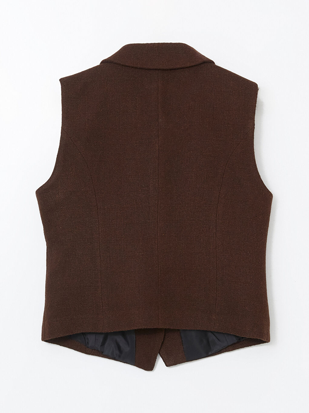 Kahverengi Gömlek Yaka Dokulu Kadın Yelek-6