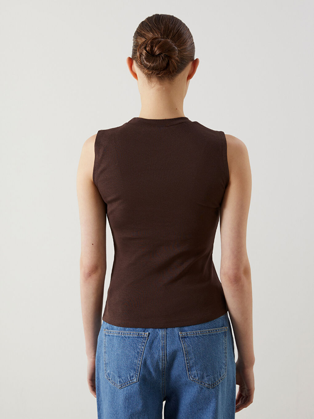 Kahverengi Bisiklet Yaka Kadın Atlet-3