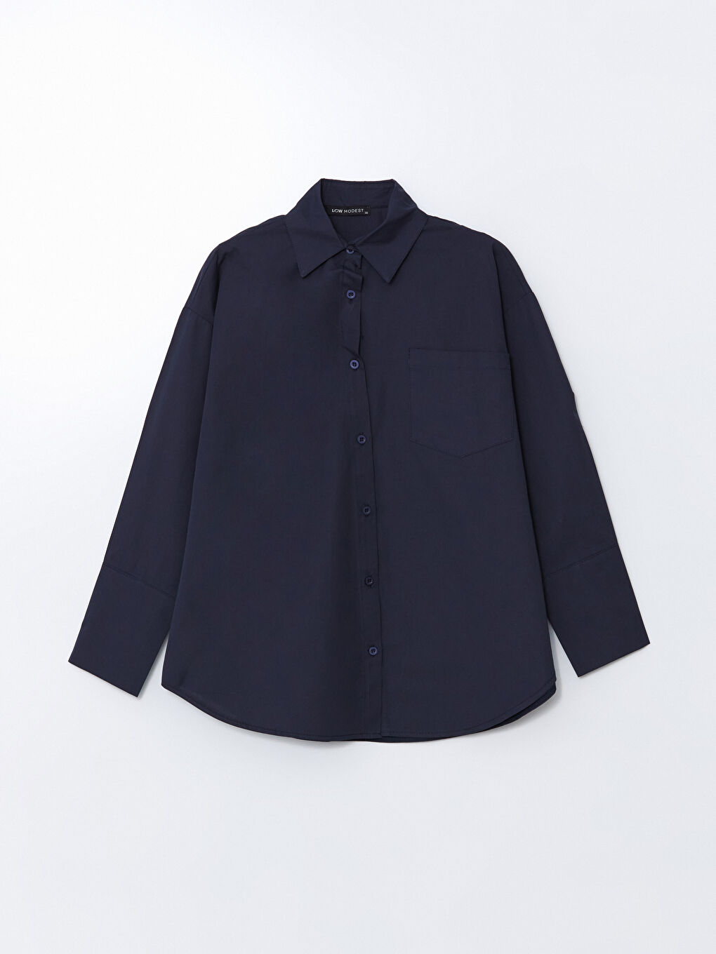 LCW Modest Lacivert Oversize Poplin Kadın Gömlek Tunik