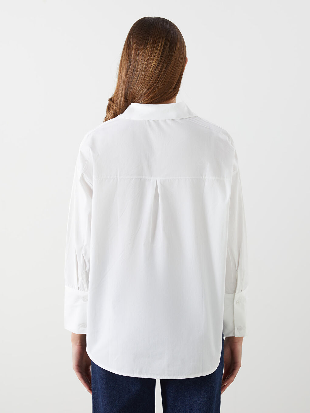 LCW Modest Beyaz Oversize Poplin Kadın Gömlek Tunik - 3