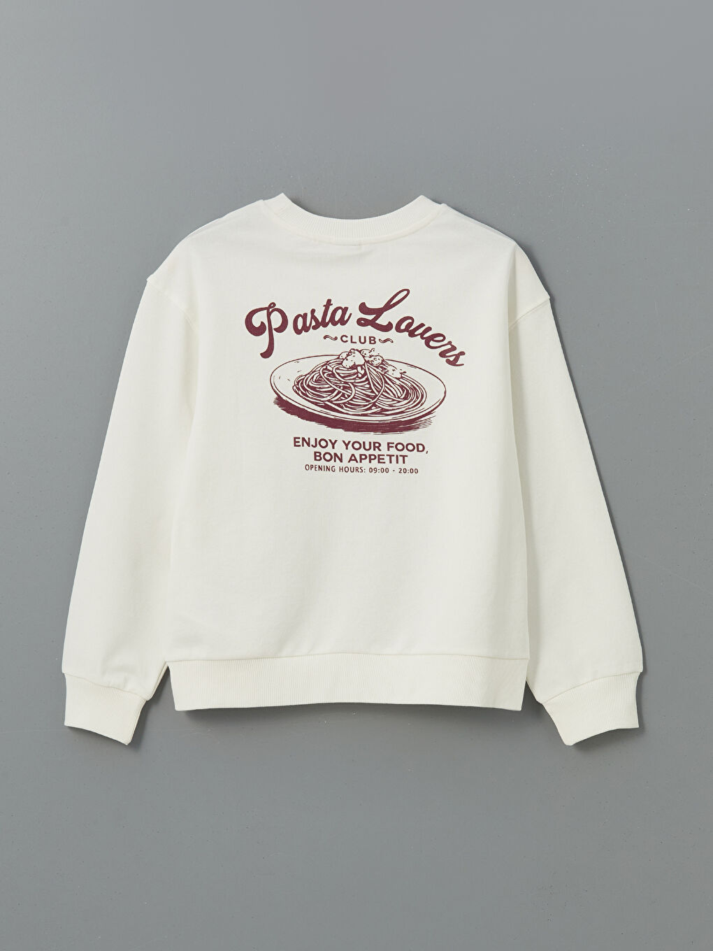 Ekru Bisiklet Yaka Yazı Baskılı Kız Çocuk Sweatshirt-1