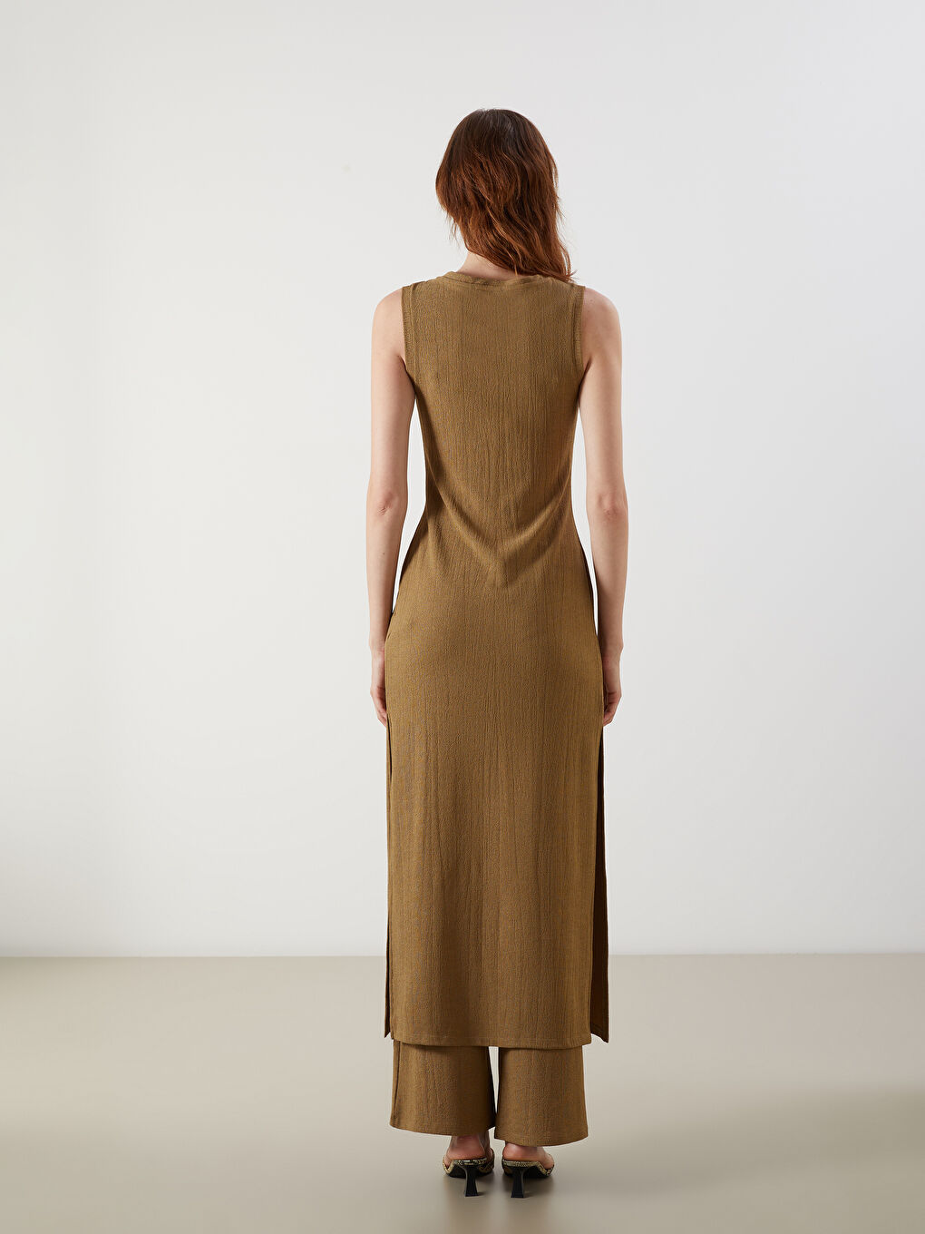 V-Neck Textured Dress -S5NA72Z8-HCB