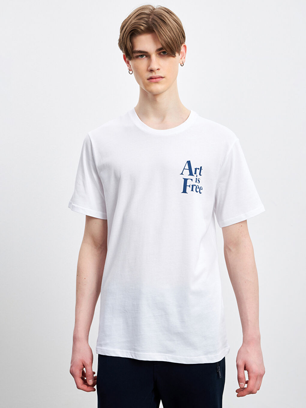 T-shirt en Jersey Imprimé à Col Rond pour Hommes