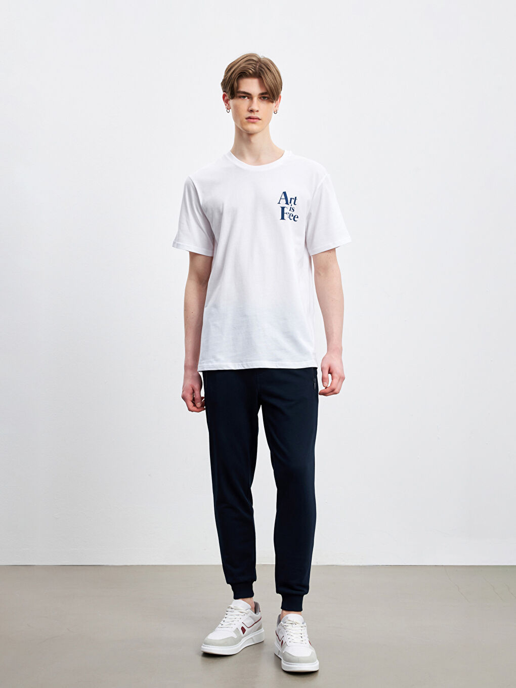 T-shirt en Jersey Imprimé à Col Rond pour Hommes-1