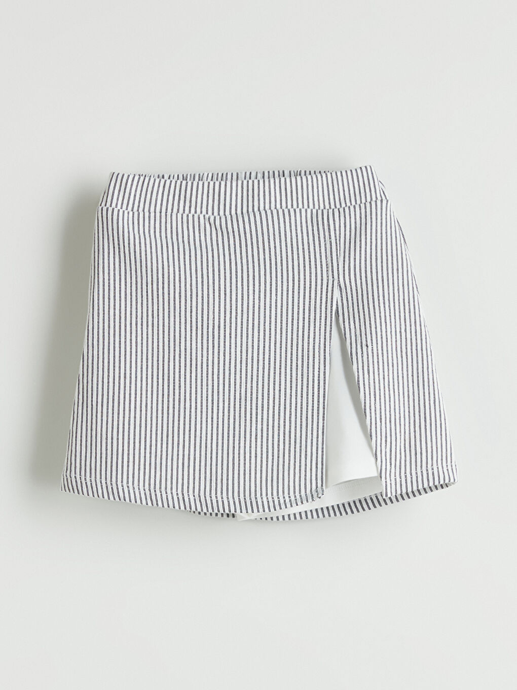 Ekru Beli Lastikli Çizgili Kız Çocuk Şort Etek 2'li