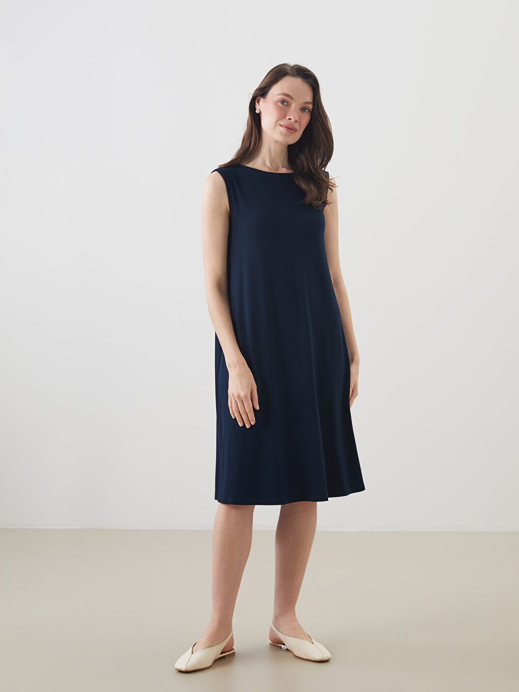 Crew Neck A-Line Women's Dress -S5NB06Z8-E1J