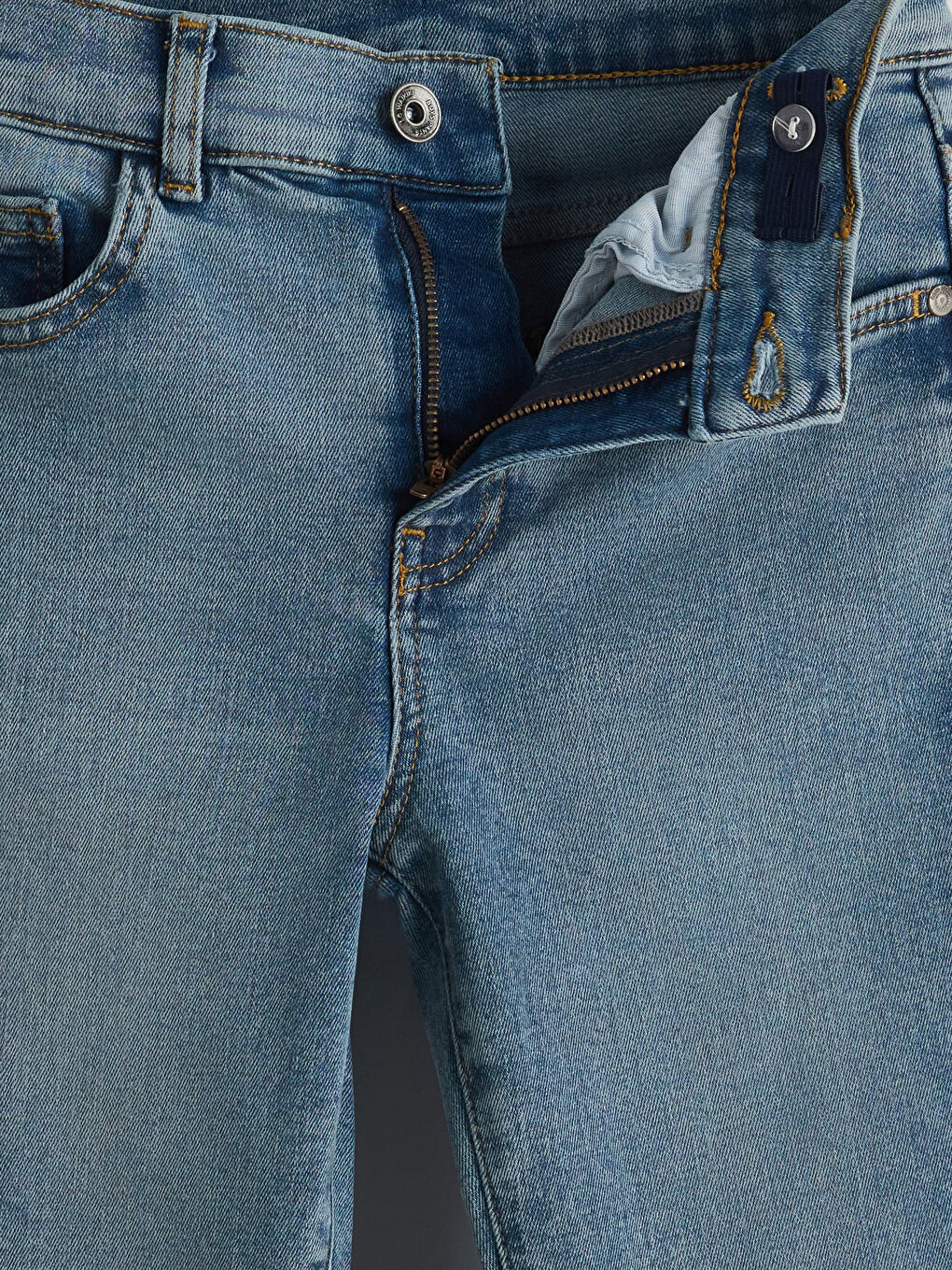 İndigo Beli Ayarlanabilir Lastikli Erkek Çocuk Jean Pantolon-2