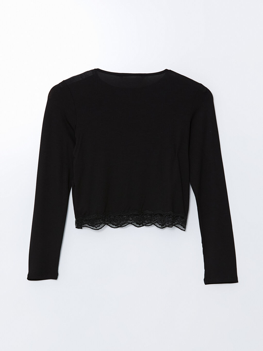 Siyah Bisiklet Yaka Dantel Detaylı Kadın Pijama Takımı-7