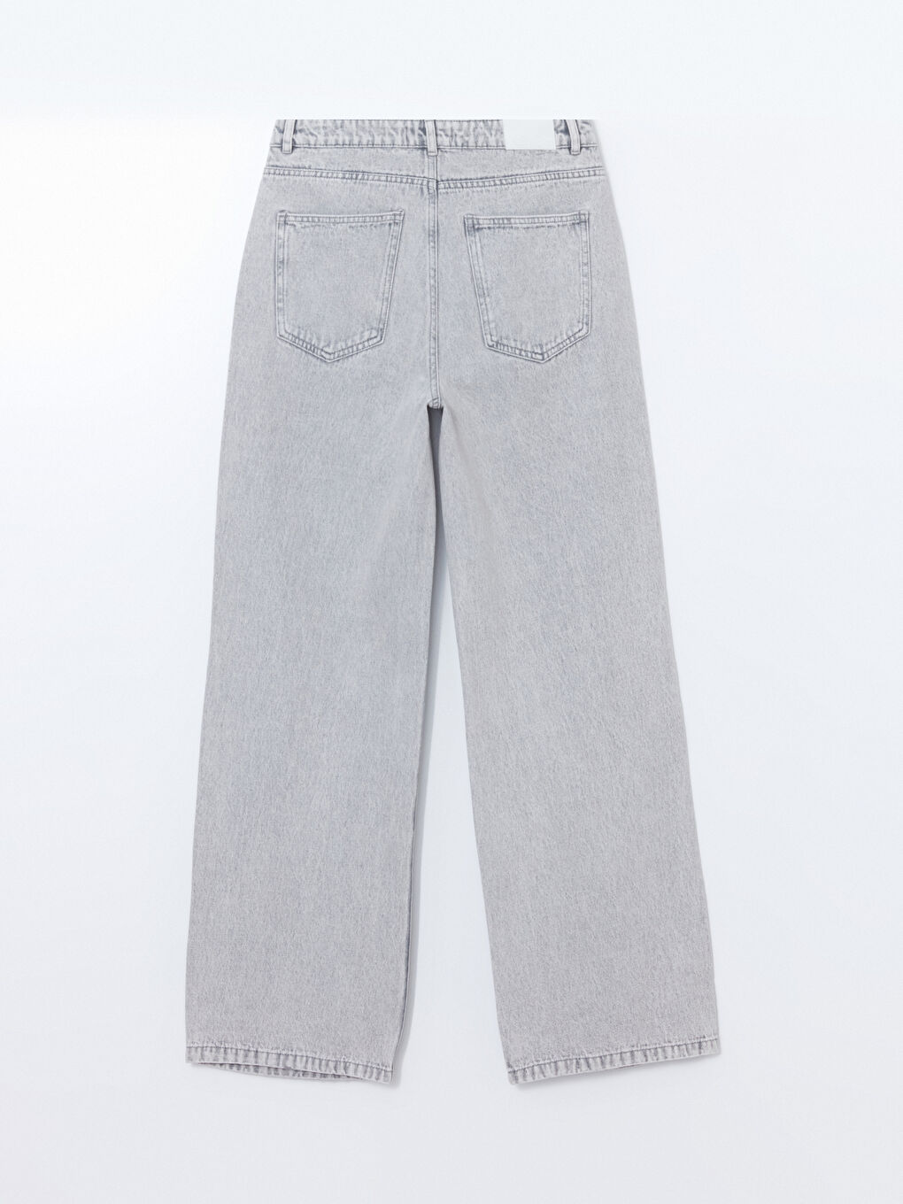 Gri Yüksek Bel Wideleg Kadın Jean Pantolon-5