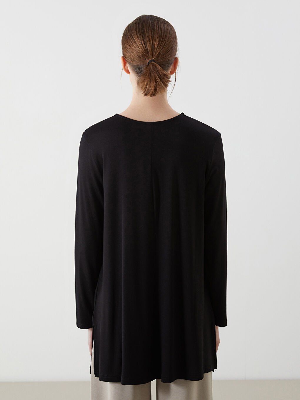 Siyah Bisiklet Yaka Kadın Tunik-3