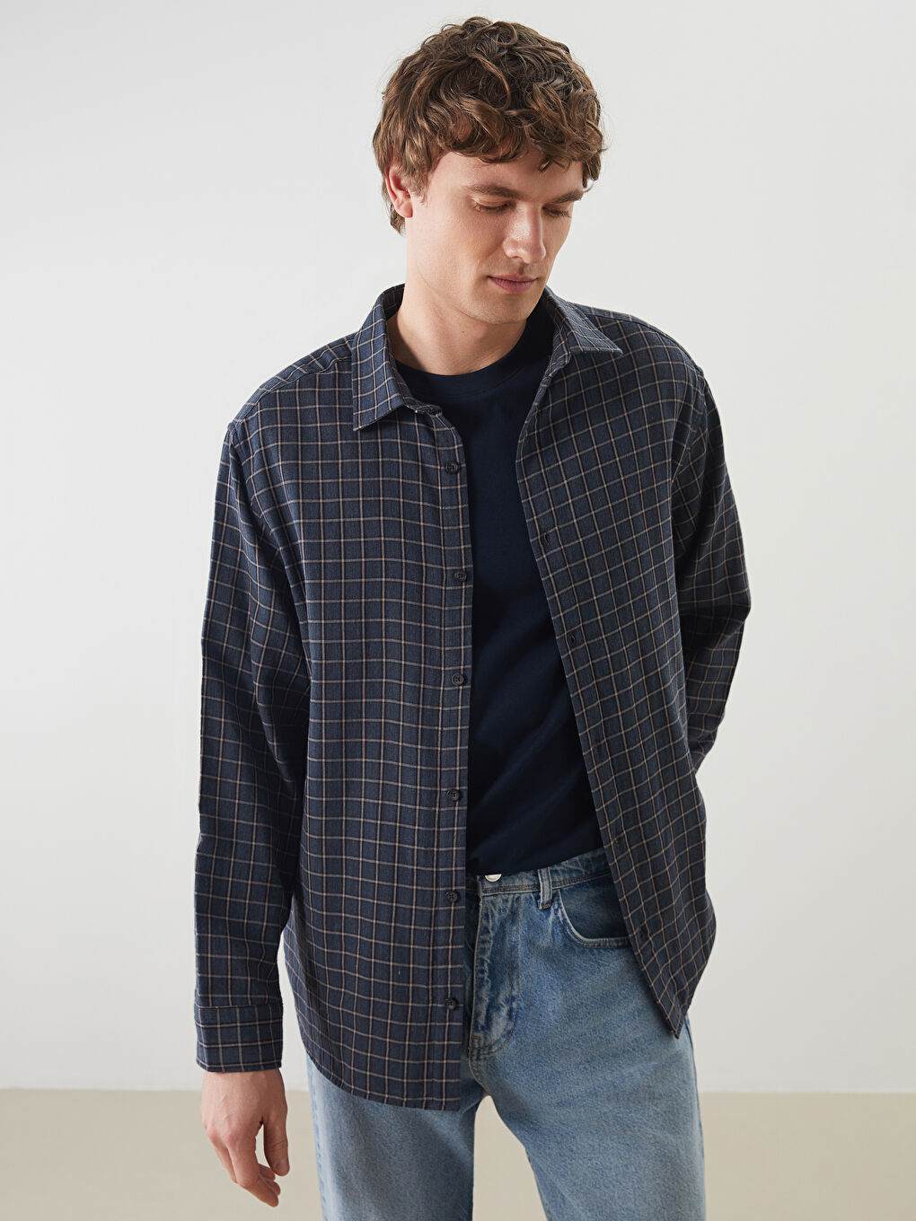 Comfortable Fit Long Sleeve Plaid Men's Shirt -S5NB59Z8-LN6