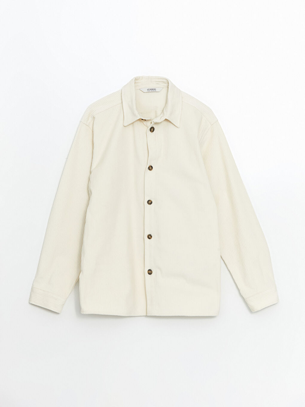 Ekru Basic Uzun Kollu Kadife Erkek Çocuk Gömlek