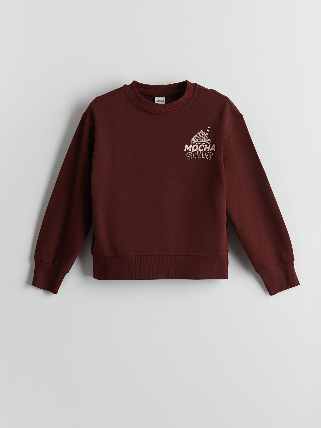 Bordo Bisiklet Yaka Kız Çocuk Sweatshirt