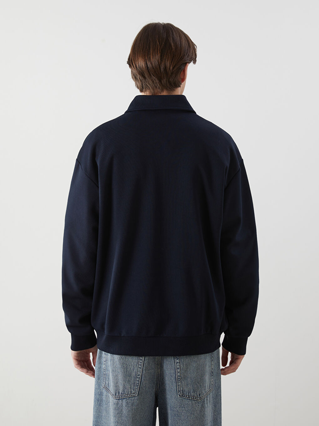 XSIDE Polo Neck Long Sleeve Printed Men's Sweatshirt -S5NC17Z8-S2K