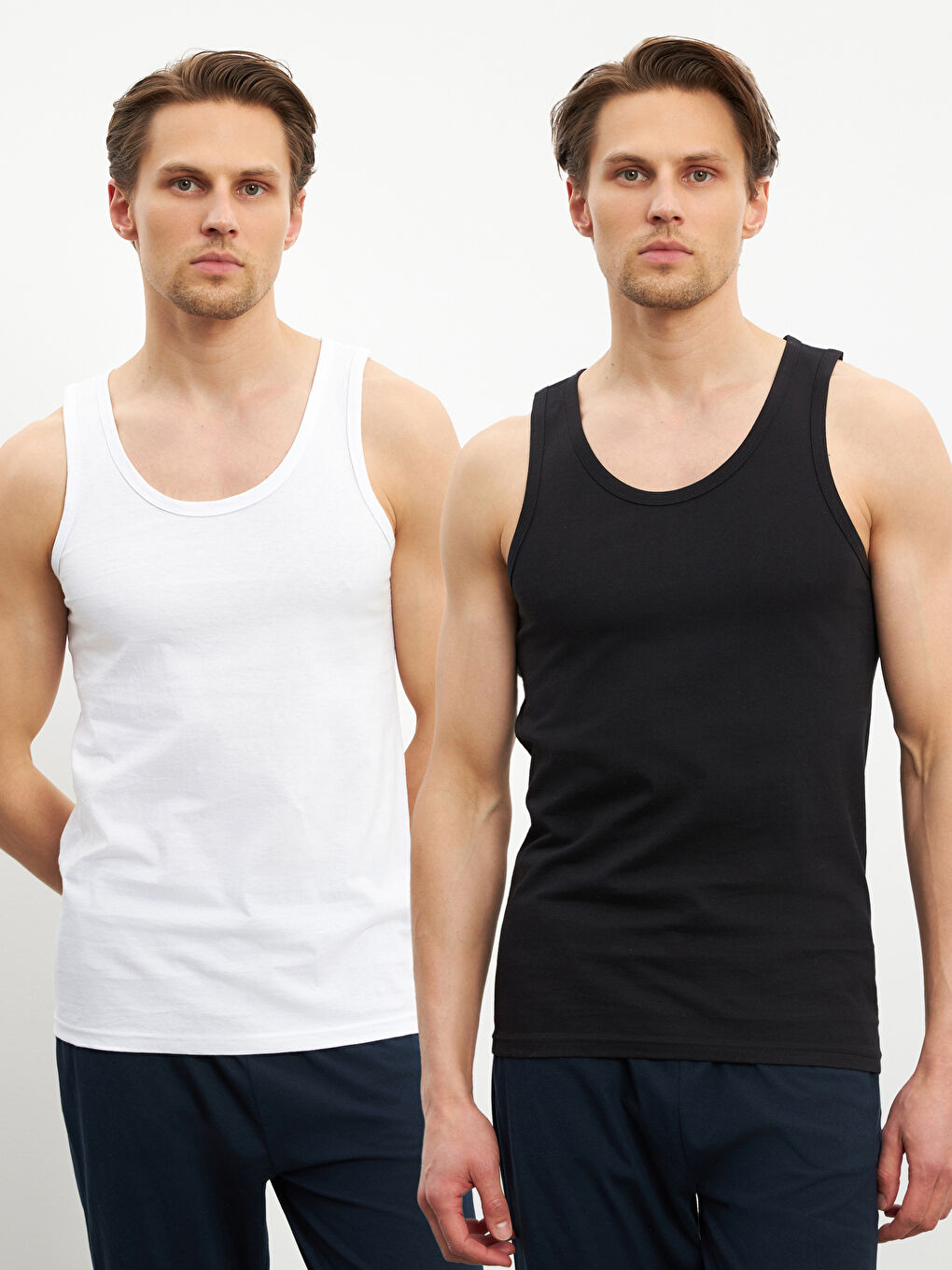 Beyaz U Yaka Penye Erkek Atlet 5'li