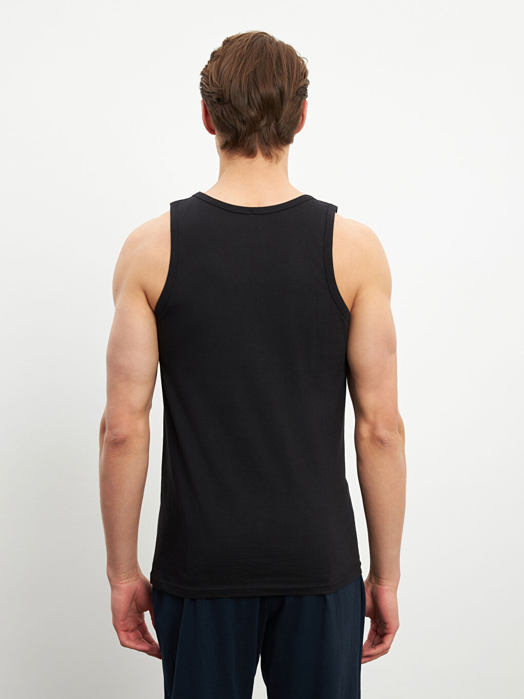 Beyaz U Yaka Penye Erkek Atlet 5'li-5