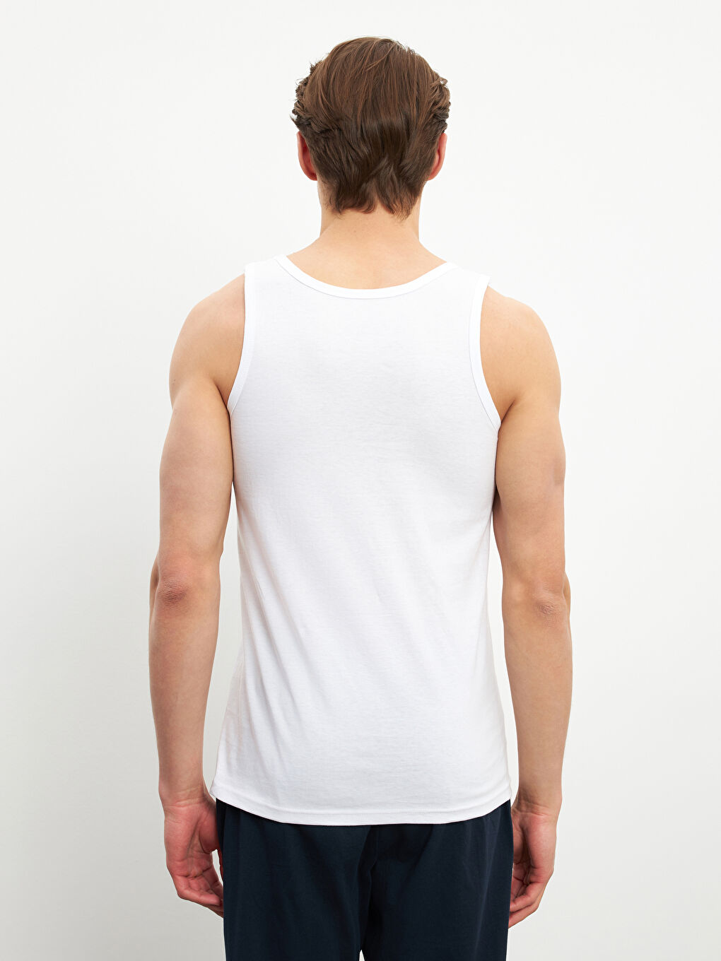 Beyaz U Yaka Penye Erkek Atlet 5'li-6