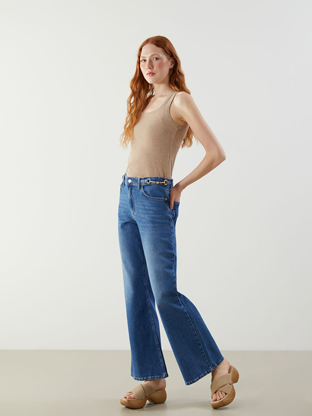 İndigo Flare Kadın Jean Pantolon