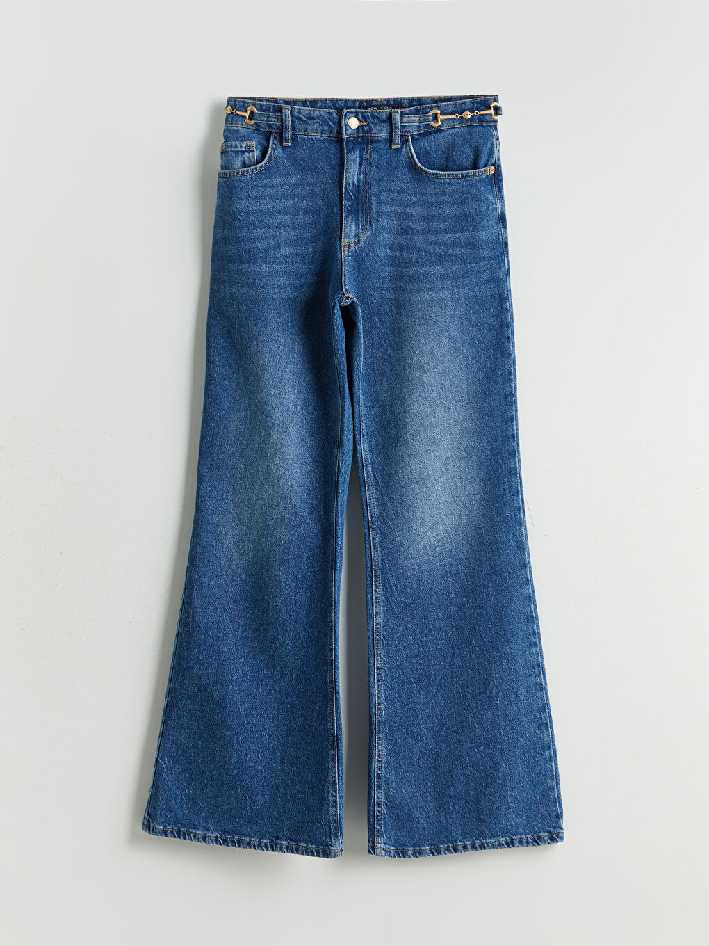 İndigo Flare Kadın Jean Pantolon-4