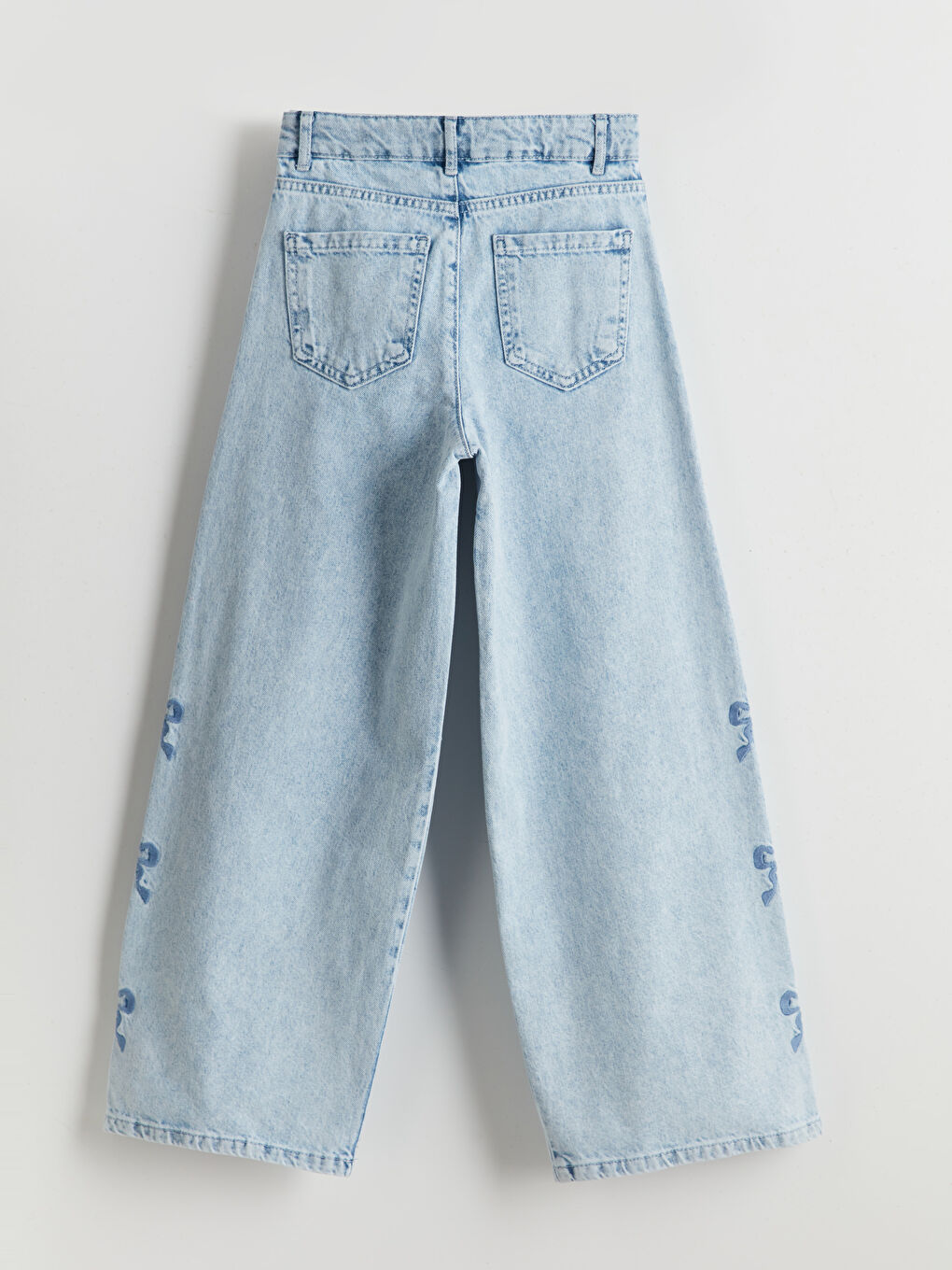 Mavi Wideleg Kız Çocuk Jean Pantolon-1