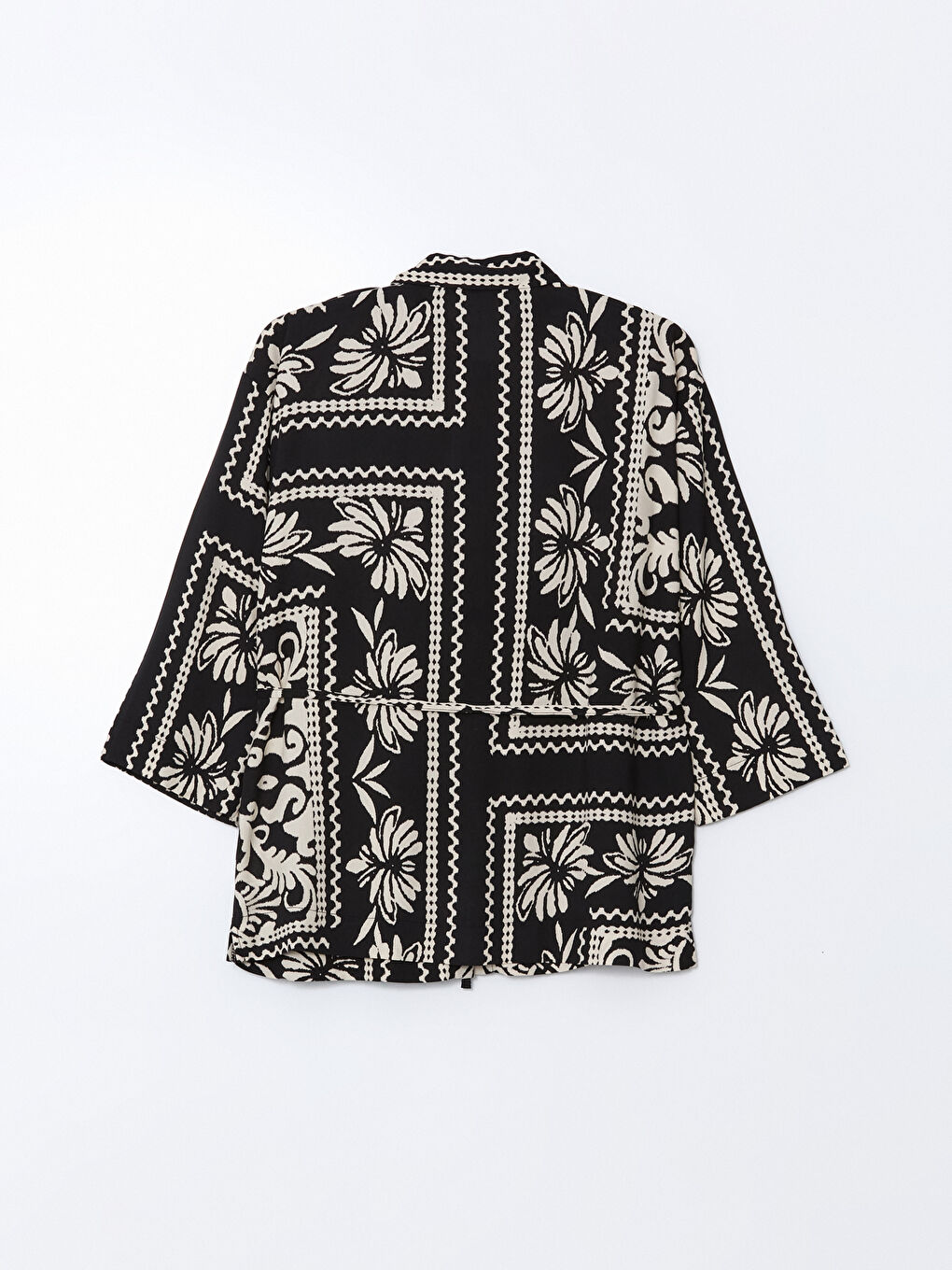 Siyah Desenli Kadın Gömlek-5