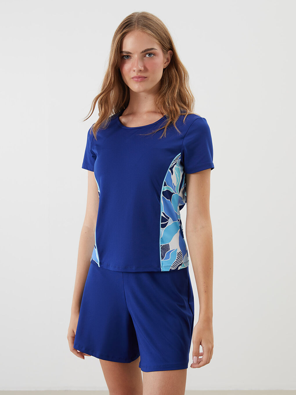 LCW DREAM Crew Neck Patterned Women's Modest Swimsuit Set -S5NC60Z8-R44