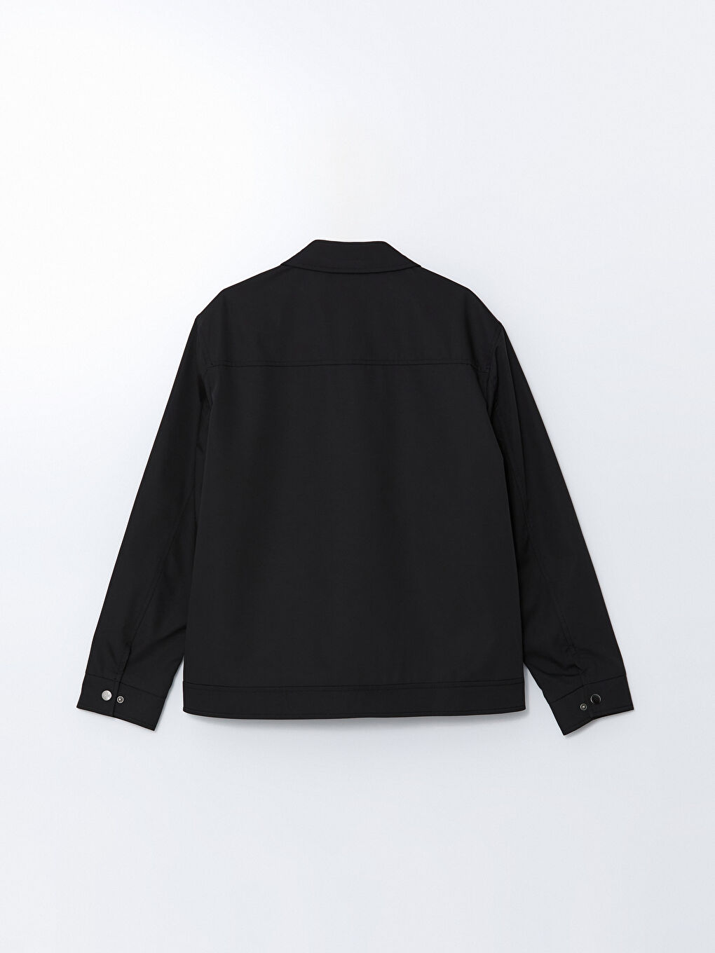 Siyah Standart Kalıp Gömlek Yaka Erkek Mont-7