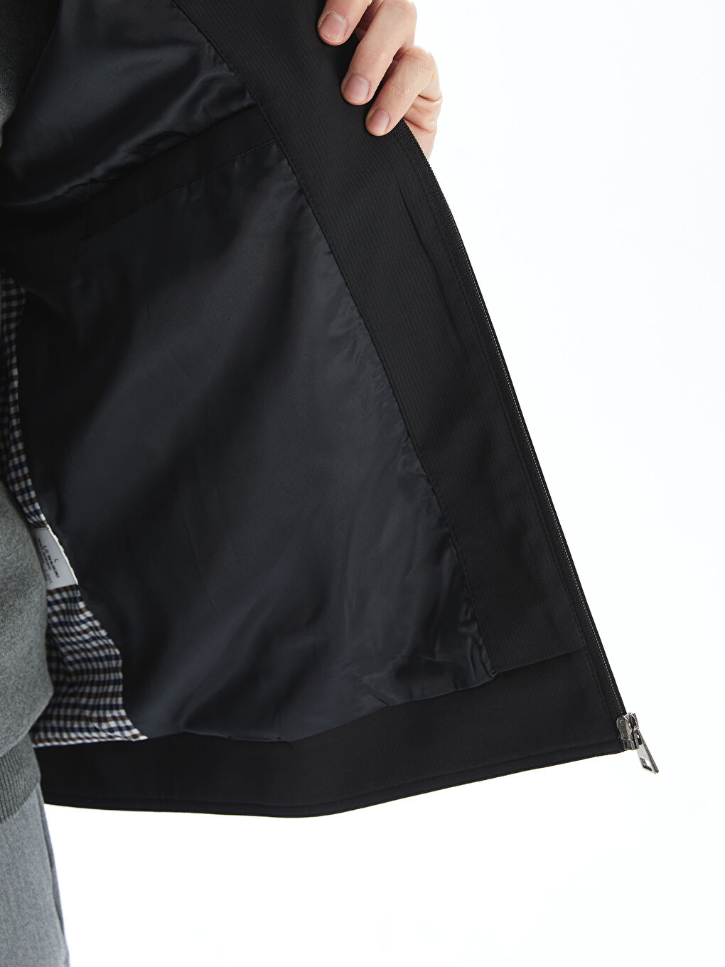 Siyah Standart Kalıp Dik Yaka Erkek Mont-3